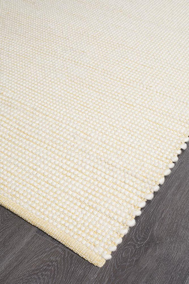 Freya Scandi Yellow & White Flatweave Wool Rug
